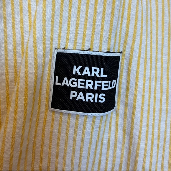 Karl Lagerfeld Yellow Striped Shirt with Patch Size XL - Picture 3 of 6